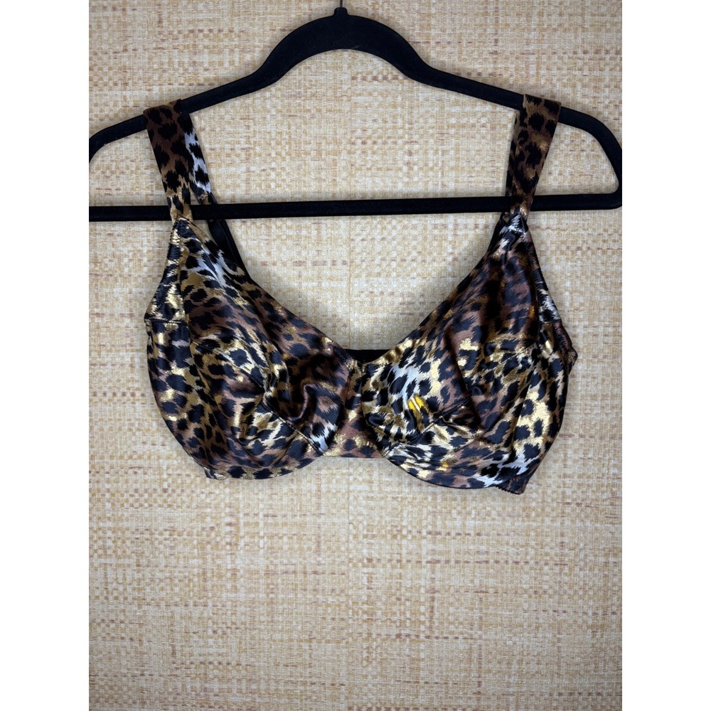 Vintage Victorias Secret Second Skin Leopard Print Satin Underwire Bra 36DD USA